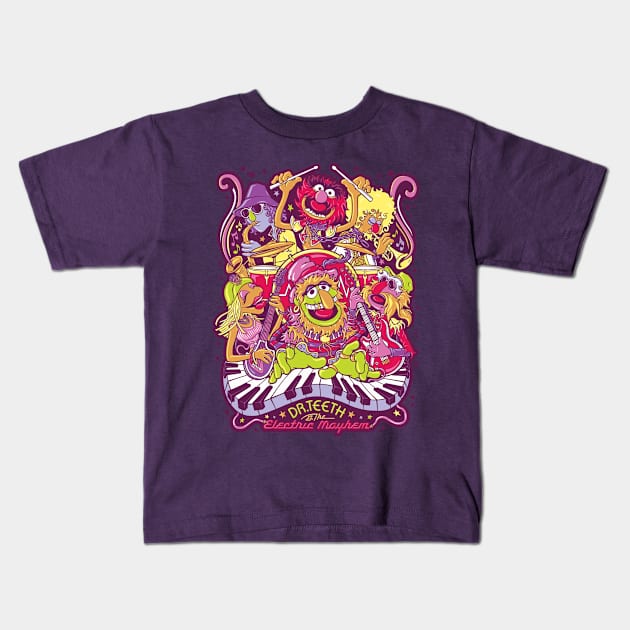 Teeth purple Kids T-Shirt by Kneaded Designs